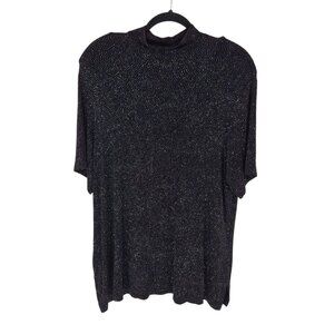 Addition Elle Tricot womens 2X black metallic rainbow glitter sparkle mock neck